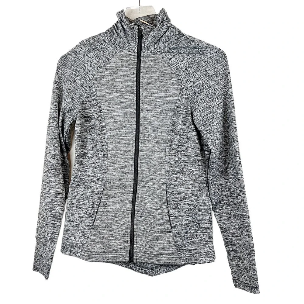Avia Womens Gray‎ Marled Full Zip Track Running Athletic Jacket Size XS